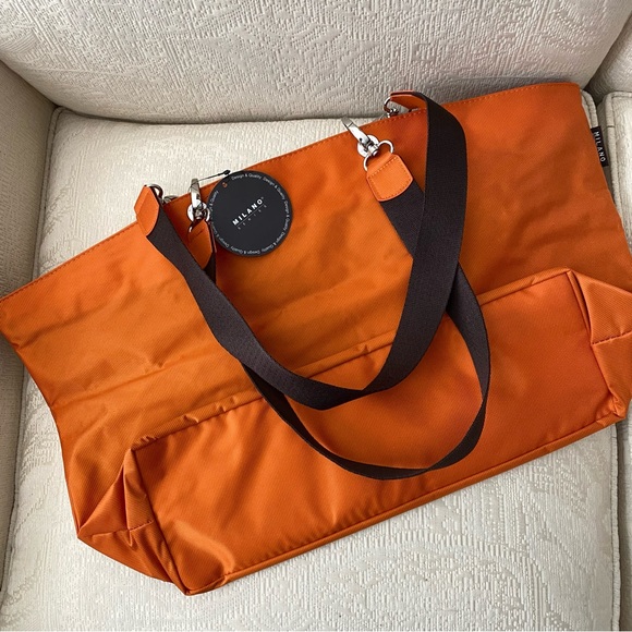 Milano Series Medium Size Orange Tote Bag - Picture 6 of 14